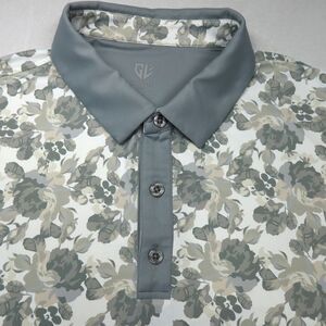 Graham Luxe Golf Polo Shirt Mens Size 2X-Large Gray Floral Short Sleeve Stretch